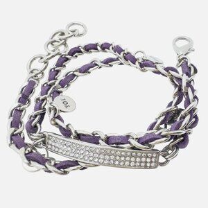 Premier Designs Wrap Bracelet Purple Suede Silver Crystals Faith Hope Love Joy